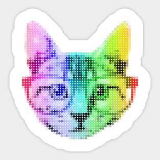 Rainbow Pop Art Cat with Glasses Sticker